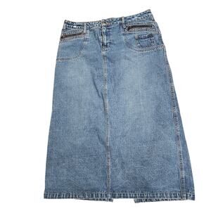 Vintage Cato Blue Denim  Maxi Skirt Split Size 16